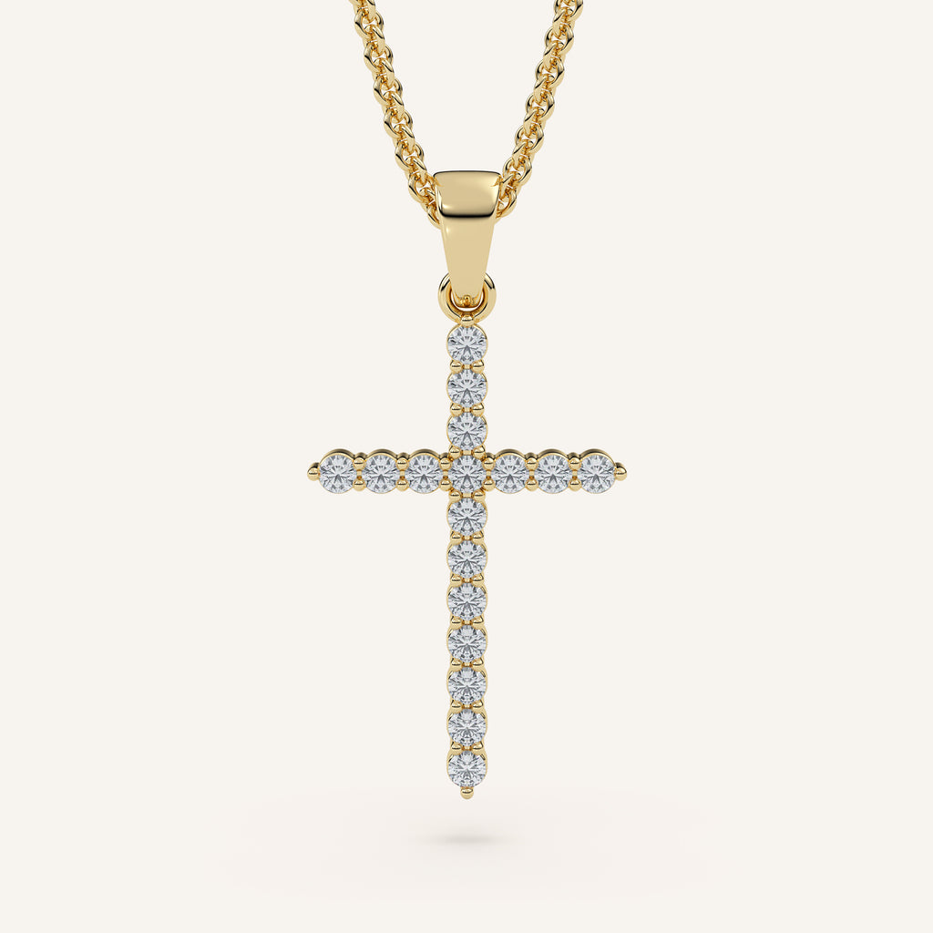 Petite Pavé Diamond Cross Necklace in 14k Yellow Gold (view 1)