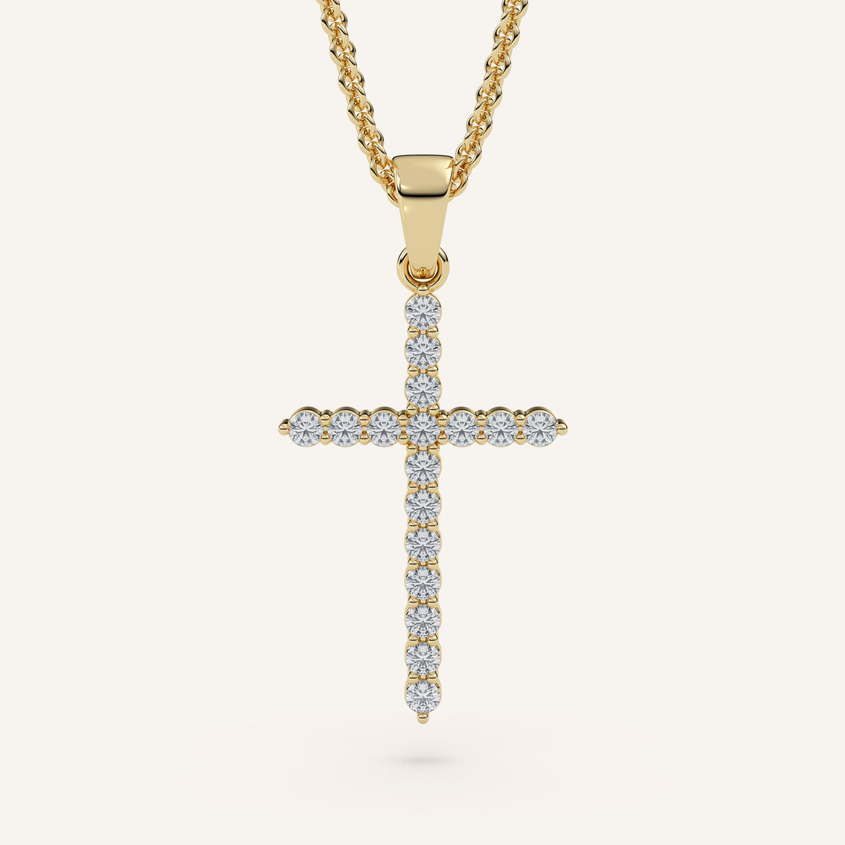 Petite Pavé Diamond Cross Necklace in 14k Yellow Gold (view 1)
