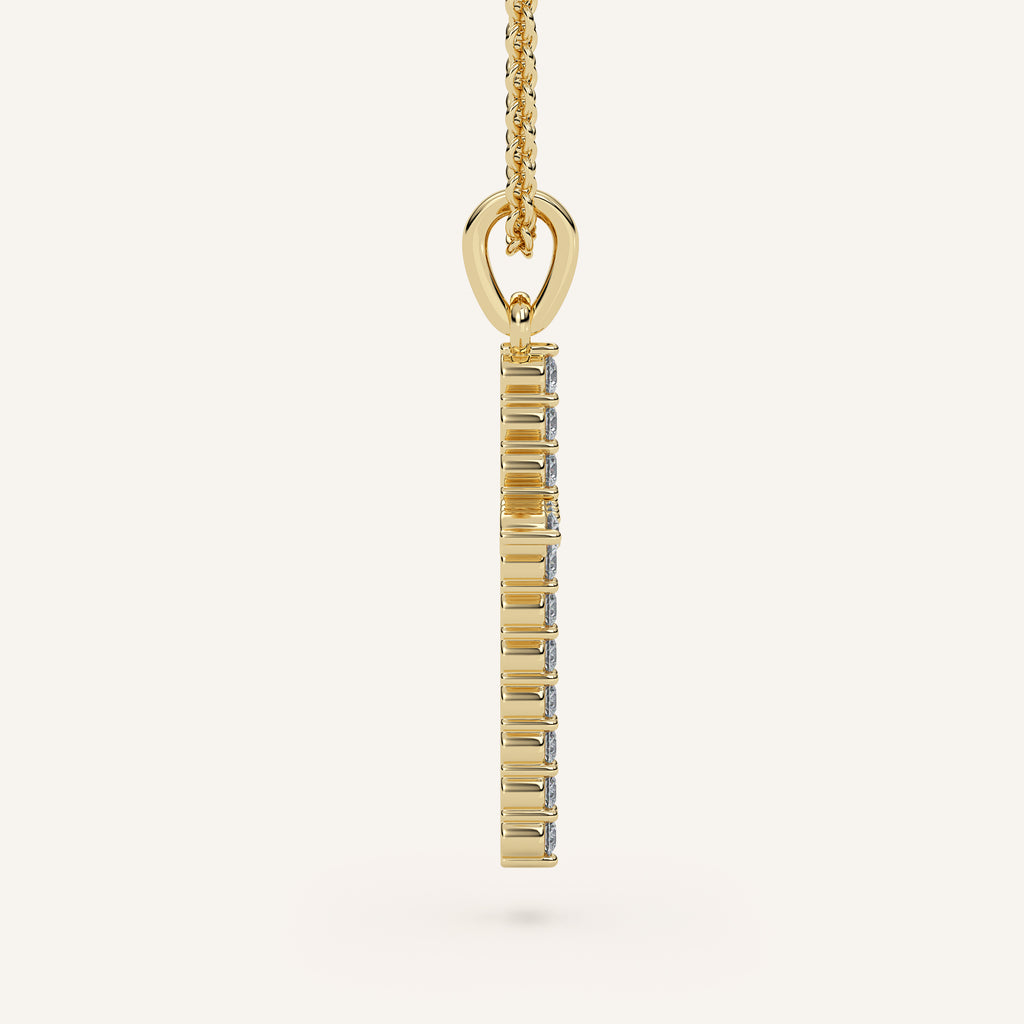 Petite Pavé Diamond Cross Necklace in 14k Yellow Gold (view 3)