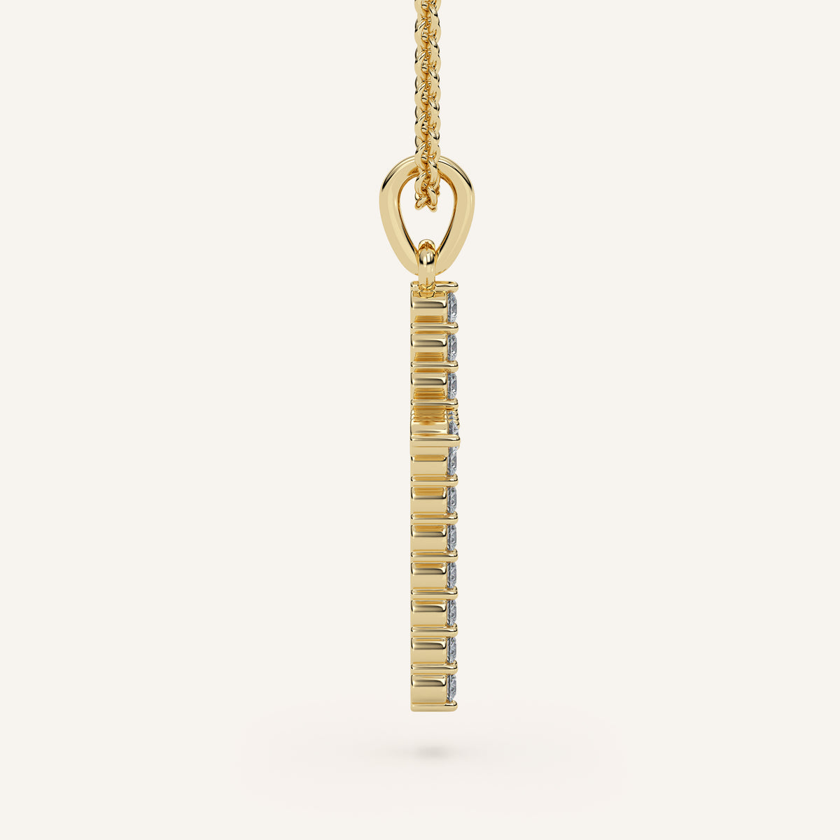 Petite Pavé Diamond Cross Necklace in 14k Yellow Gold (view 3)