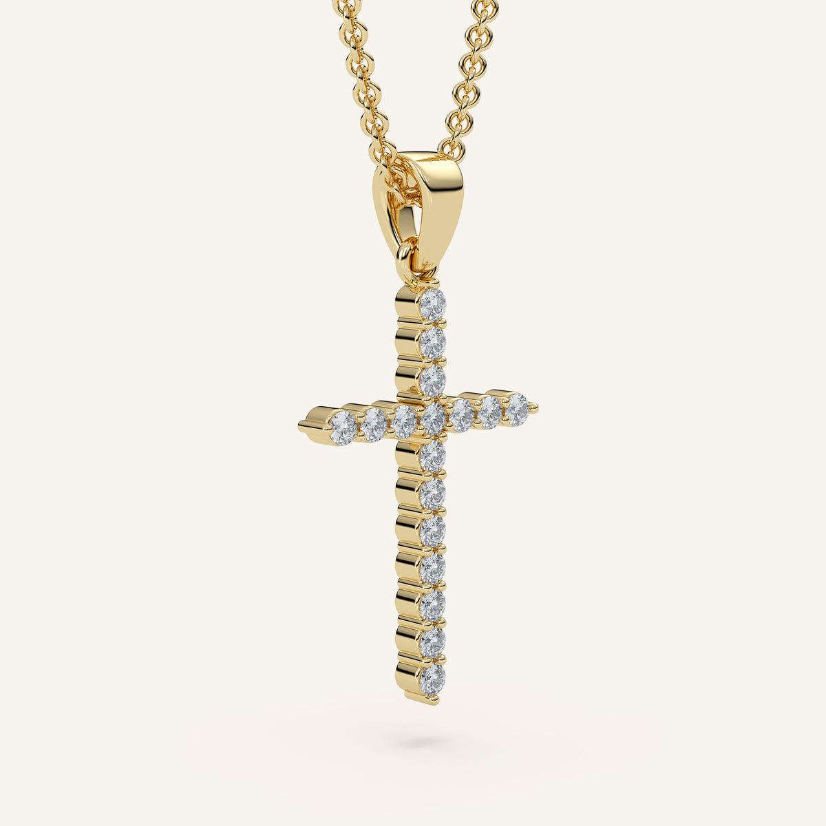 Petite Pavé Diamond Cross Necklace in 14k Yellow Gold (view 2)