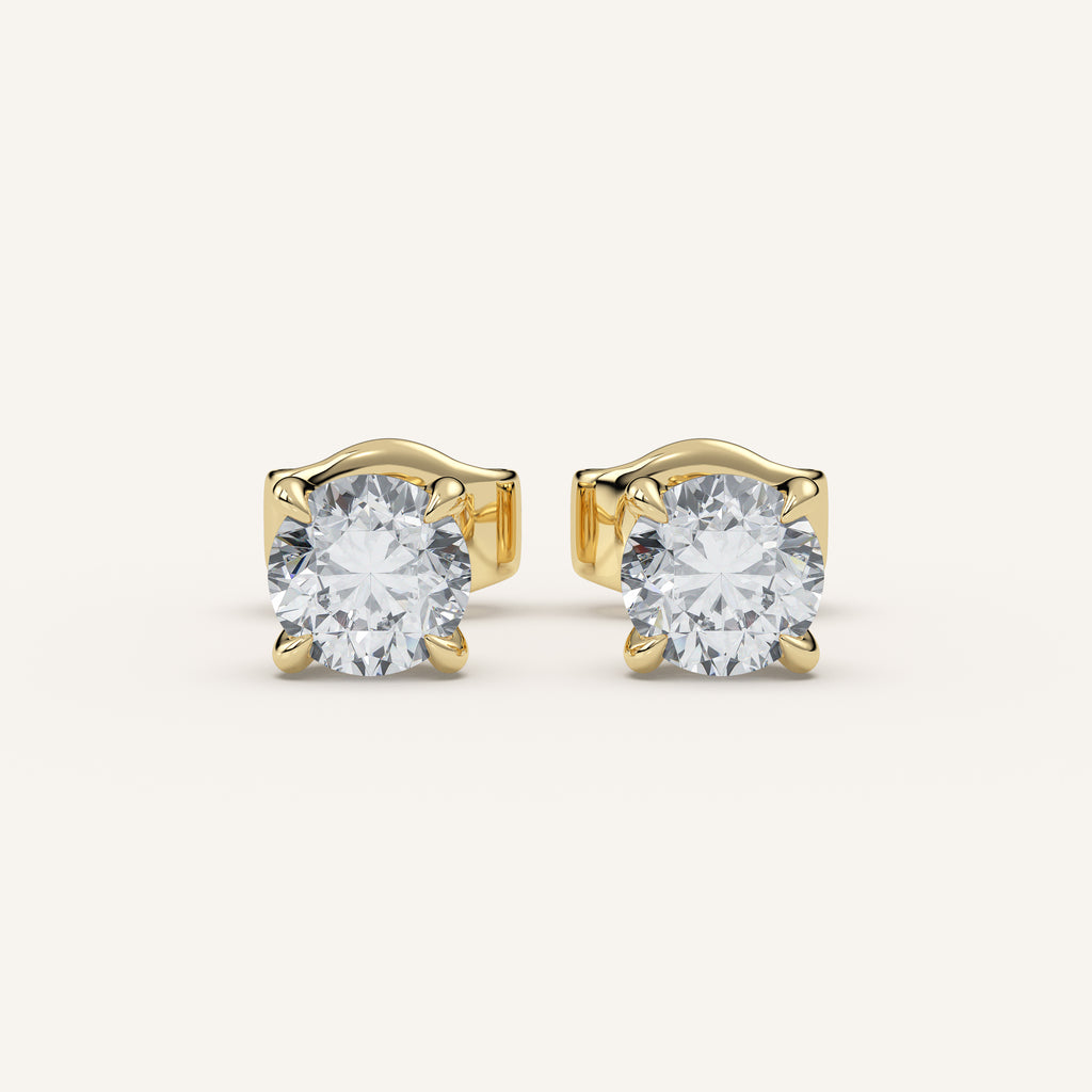 Round Diamond Stud Earrings — 1 CTW in 14k Yellow Gold (view 1)