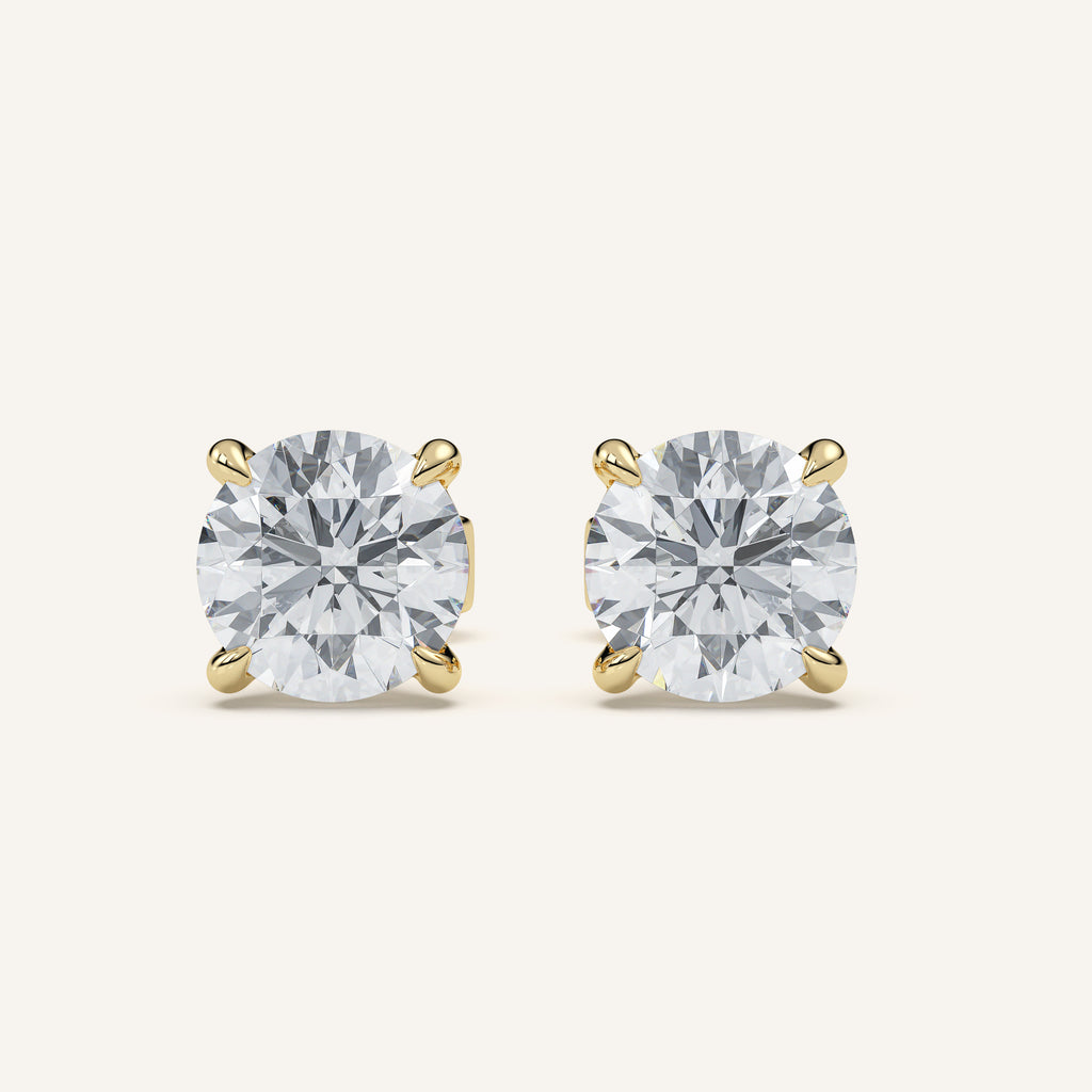 Round Diamond Stud Earrings — 3 CTW in 14k Yellow Gold (view 1)