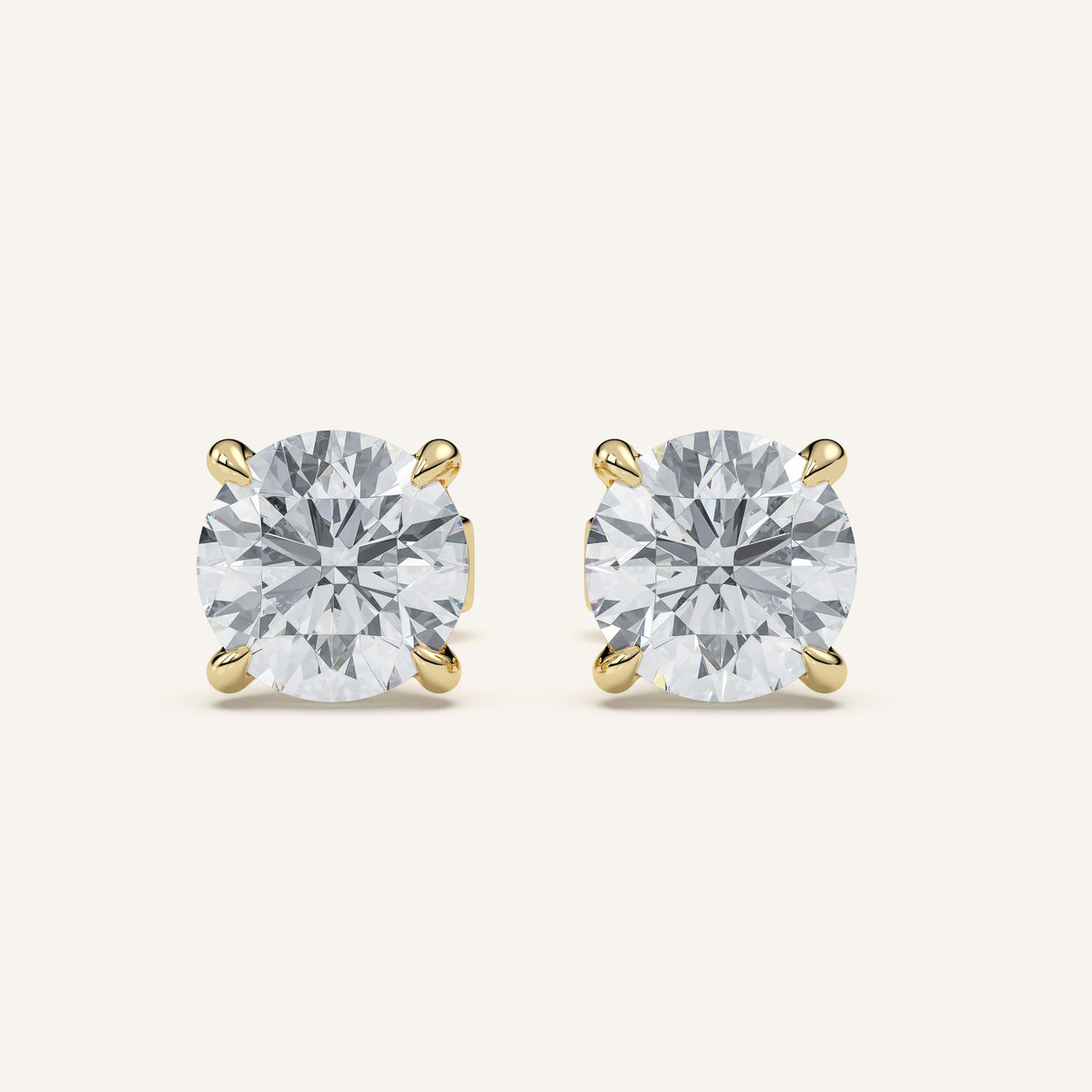 Round Diamond Stud Earrings — 3 CTW in 14k Yellow Gold (view 1)