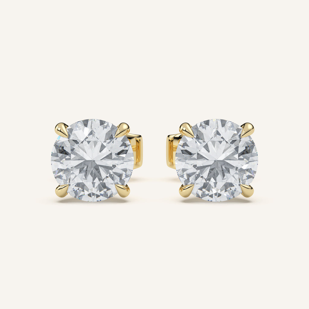Round Diamond Stud Earrings — 4 CTW in 14k Yellow Gold (view 1)