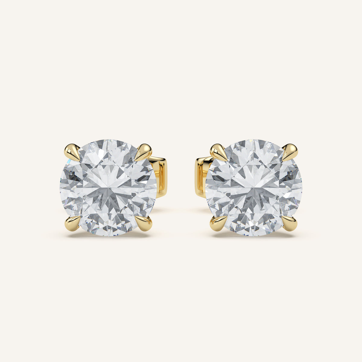 Round Diamond Stud Earrings — 4 CTW in 14k Yellow Gold (view 1)