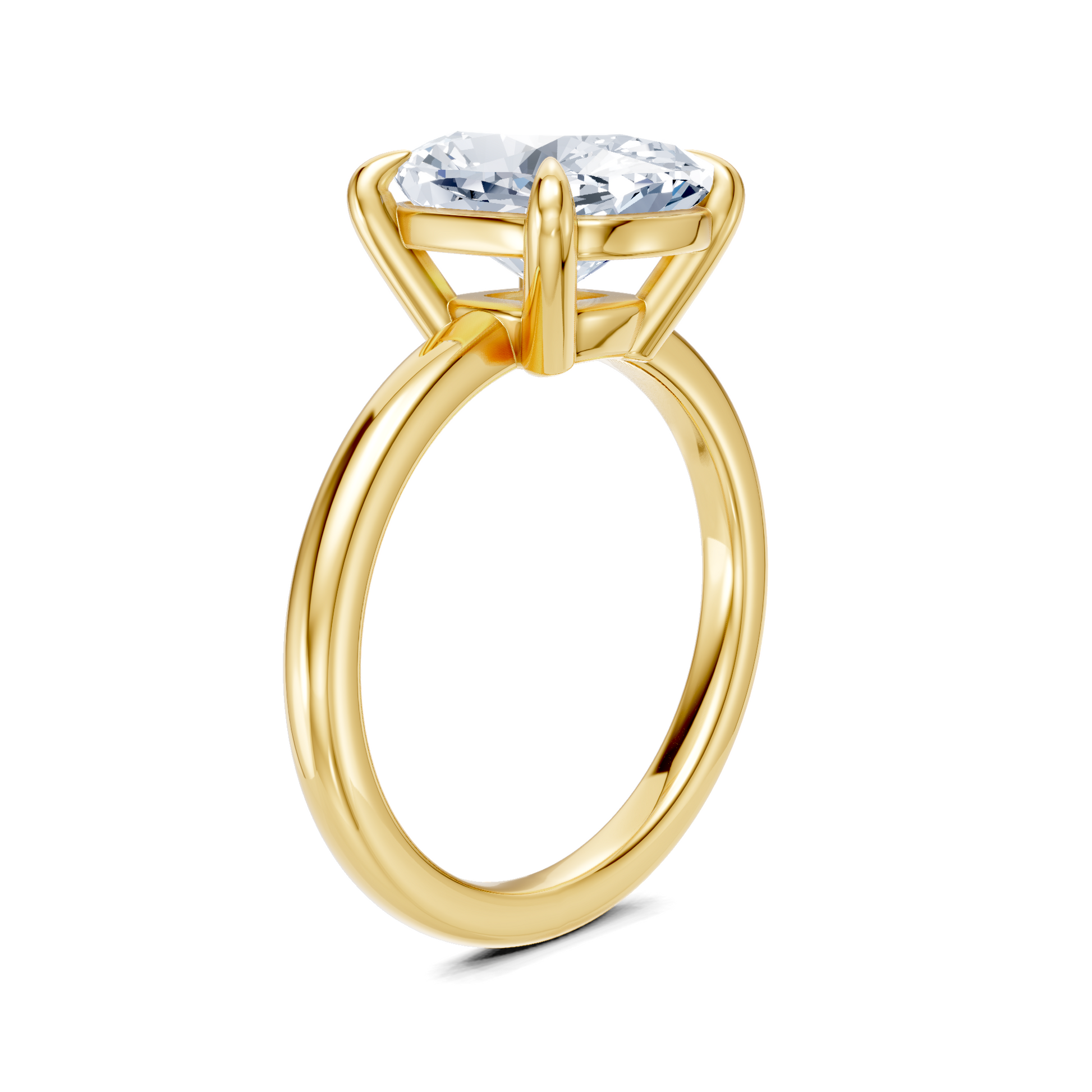 Yellow gold engagement ring with lab-grown diamond, ethical and sustainable design