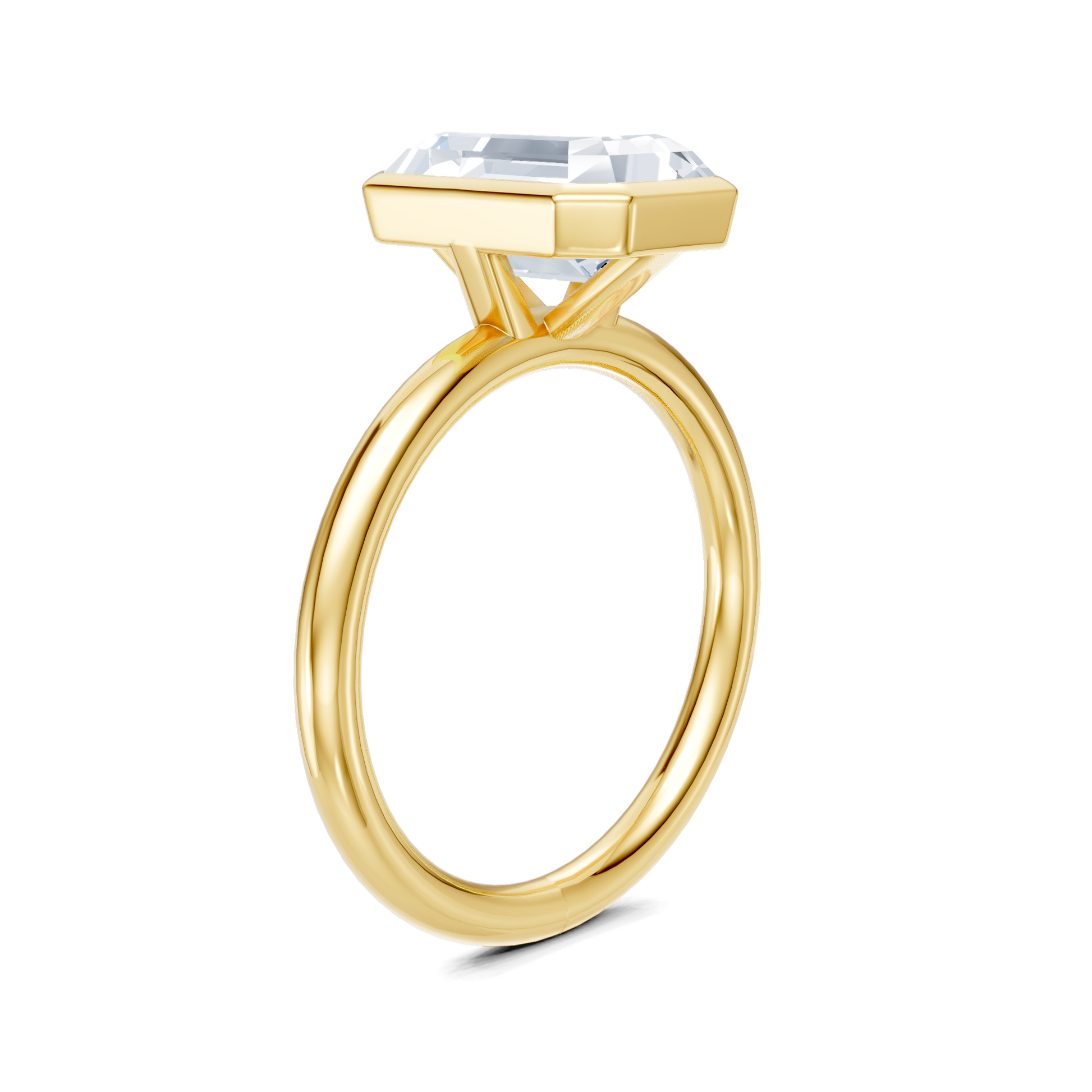 Yellow gold engagement ring with lab-grown diamond, ethical and sustainable design