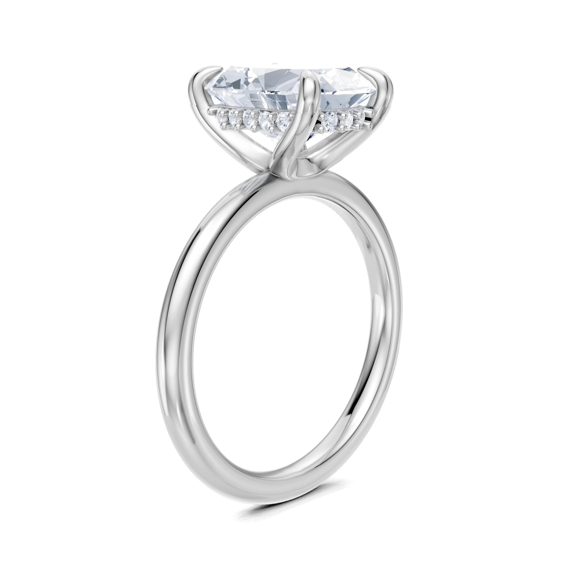 Belle Hidden Halo Engagement Ring | 14k White Gold