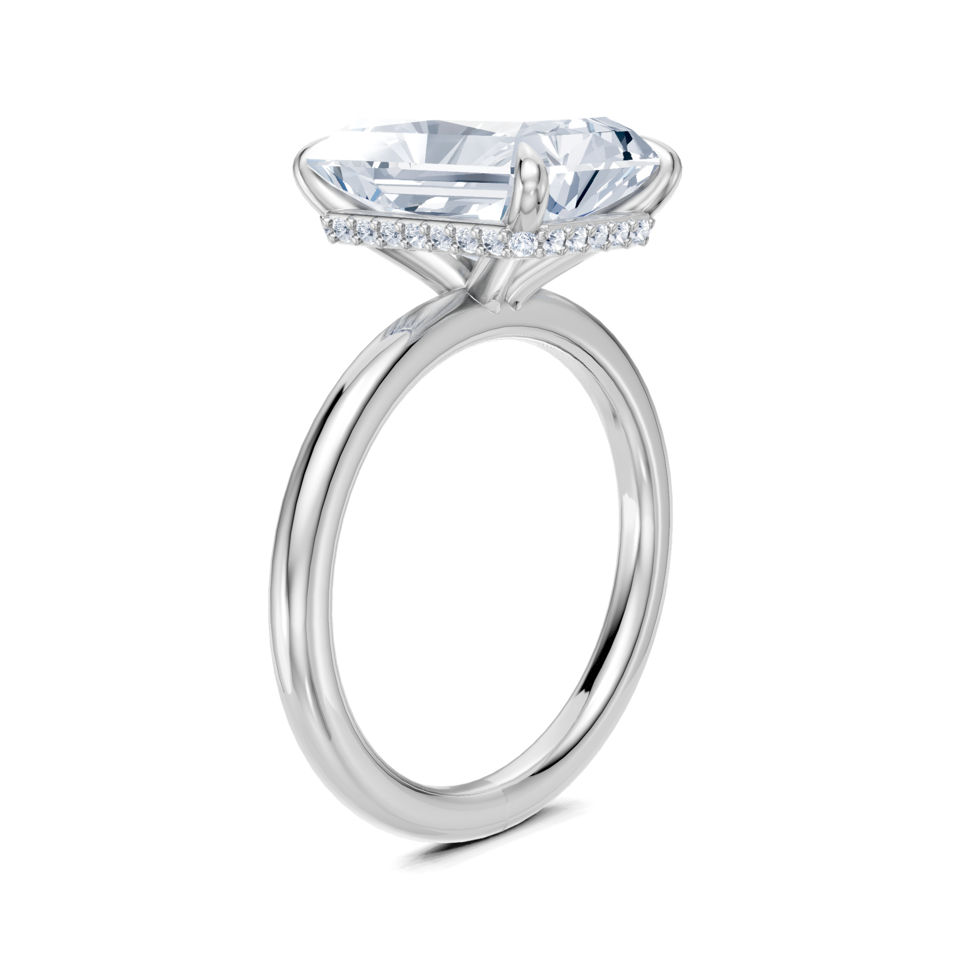 Lab-grown diamond engagement ring with halo setting and conflict-free stones
