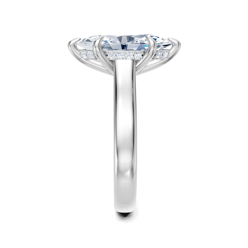 Image for Aurore Side Stone Engagement Ring | 14k White Gold
