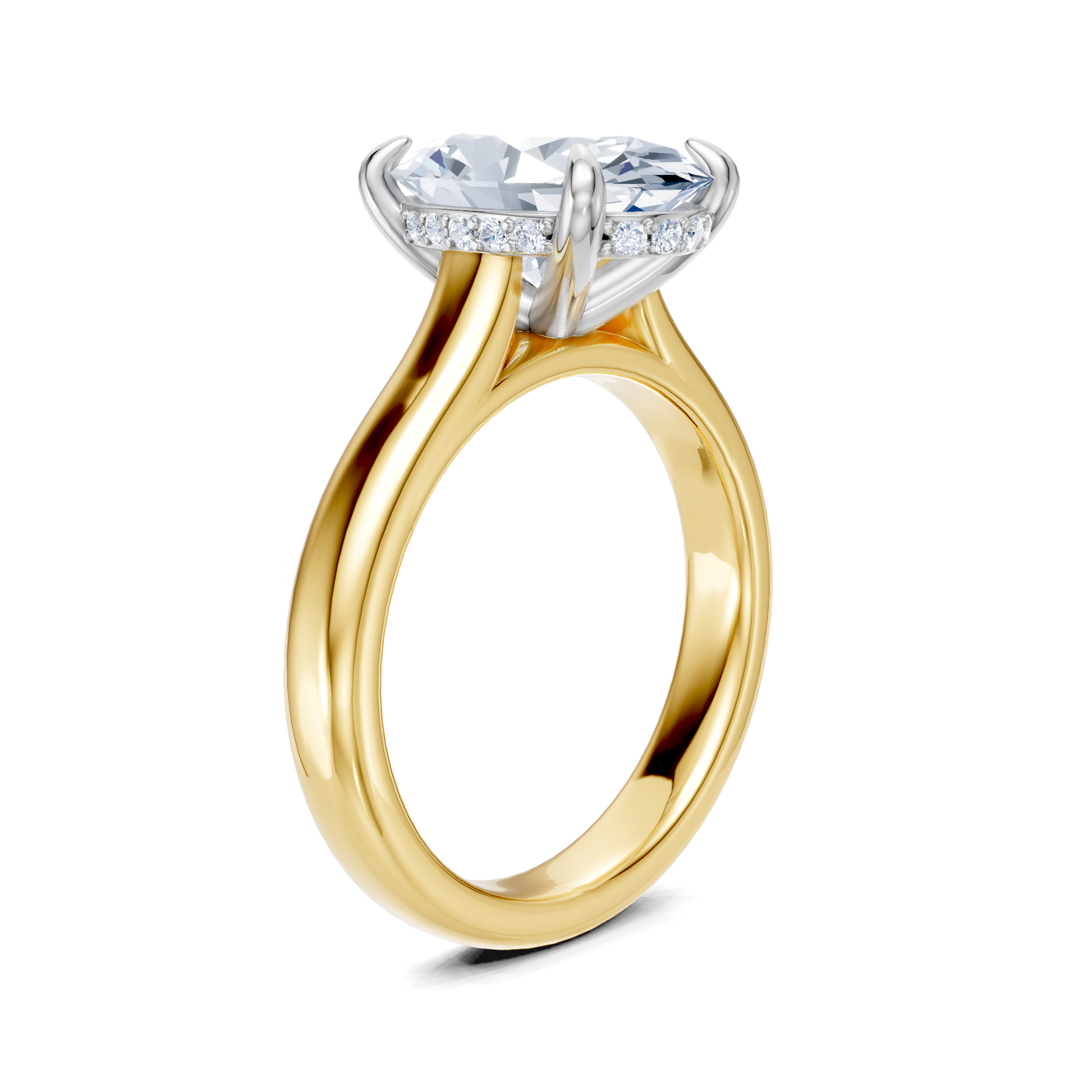 Aurore Hidden Halo Engagement Ring | 18k Two Tone