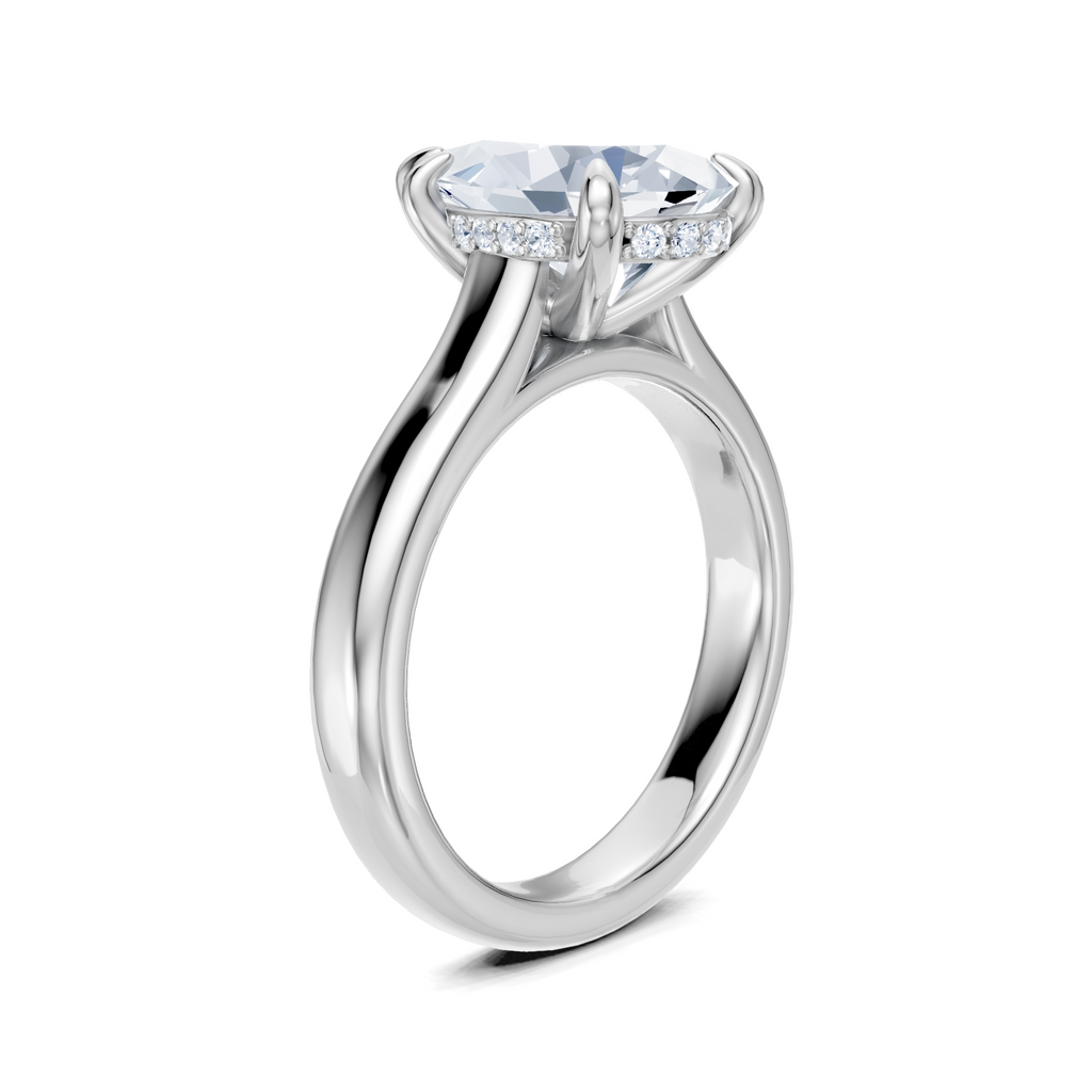 Image for Aurore Side Stone Engagement Ring | 18k White Gold