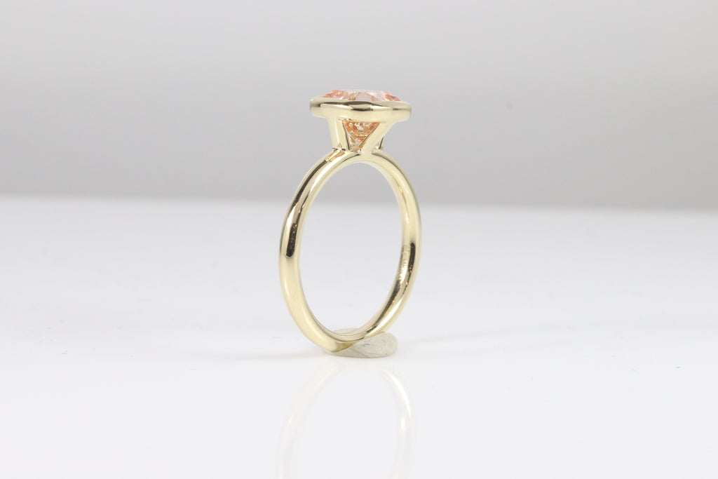 Continu Bezel Set | 2.03ct Orange-VVS2 Square Cushion | 14k Yellow Gold