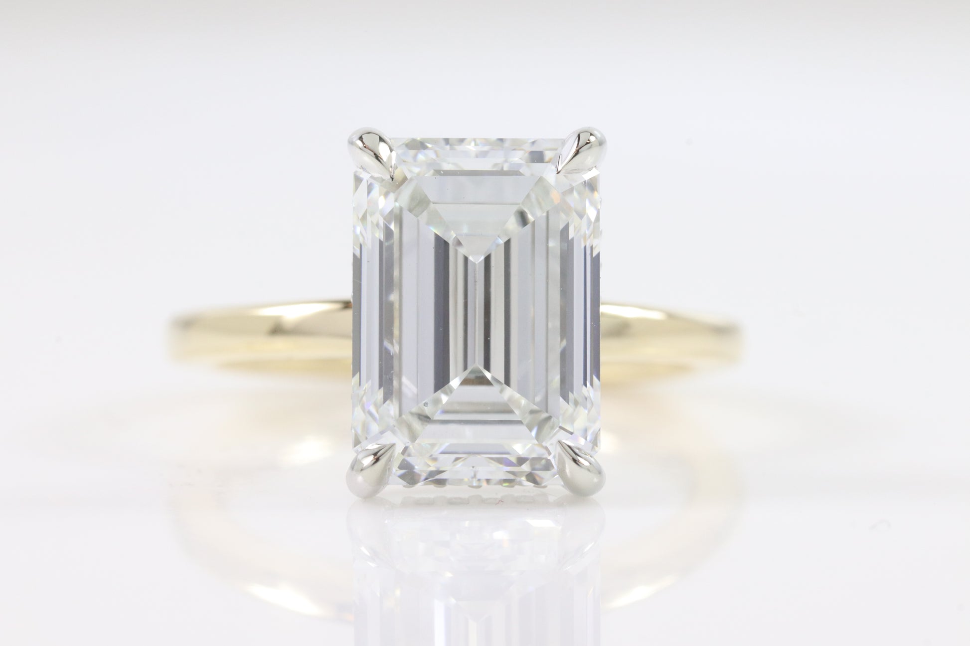 Belle Hidden Halo | 4.11ct E-VS1 Emerald | Two-Tone 14k Yellow/19k White Gold