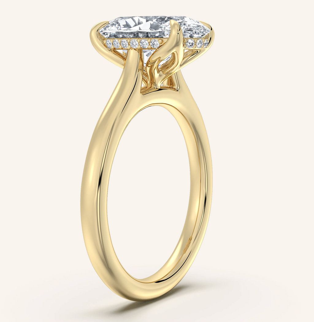 Tulip Style Hidden Halo | 14k Yellow Gold