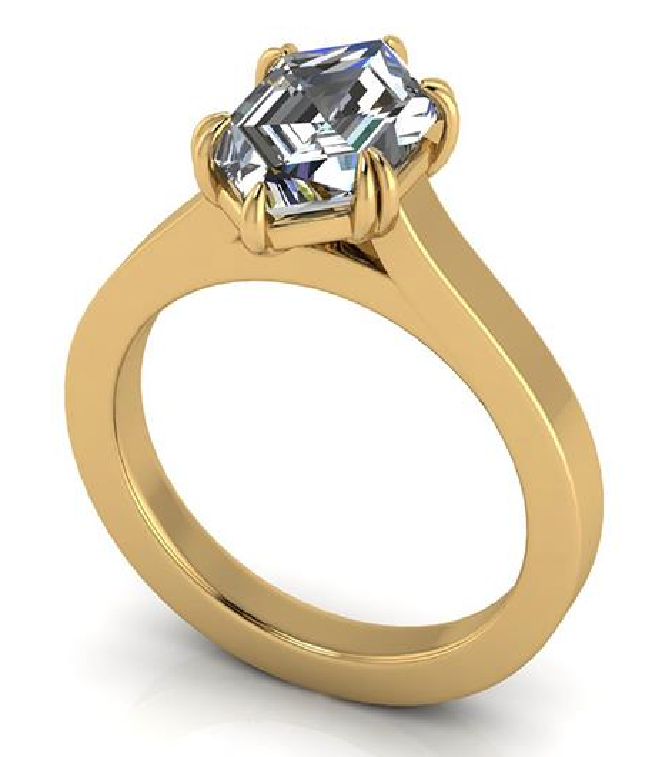 Yellow gold engagement ring with cushion cut lab-grown diamond, ethical and sustainable design