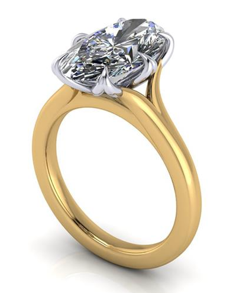 Oval lab-grown diamond engagement ring in yellow gold with prong setting