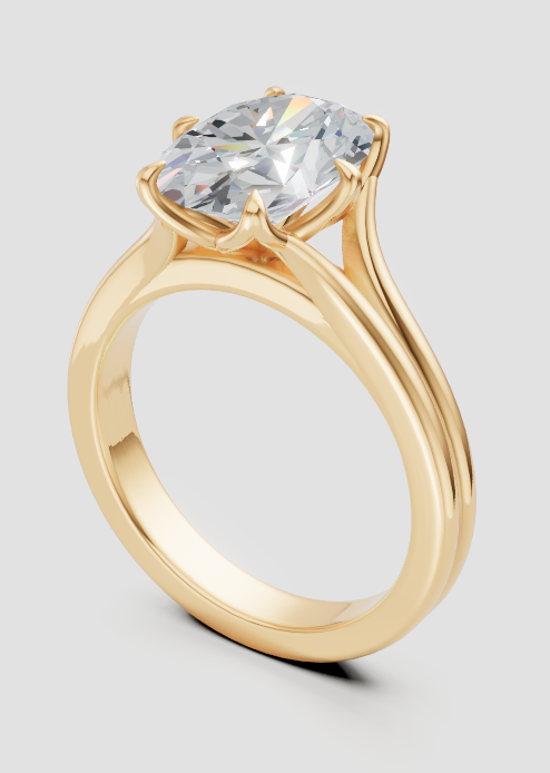 Elegant oval lab-grown diamond engagement ring in yellow gold, ethical and sustainable design