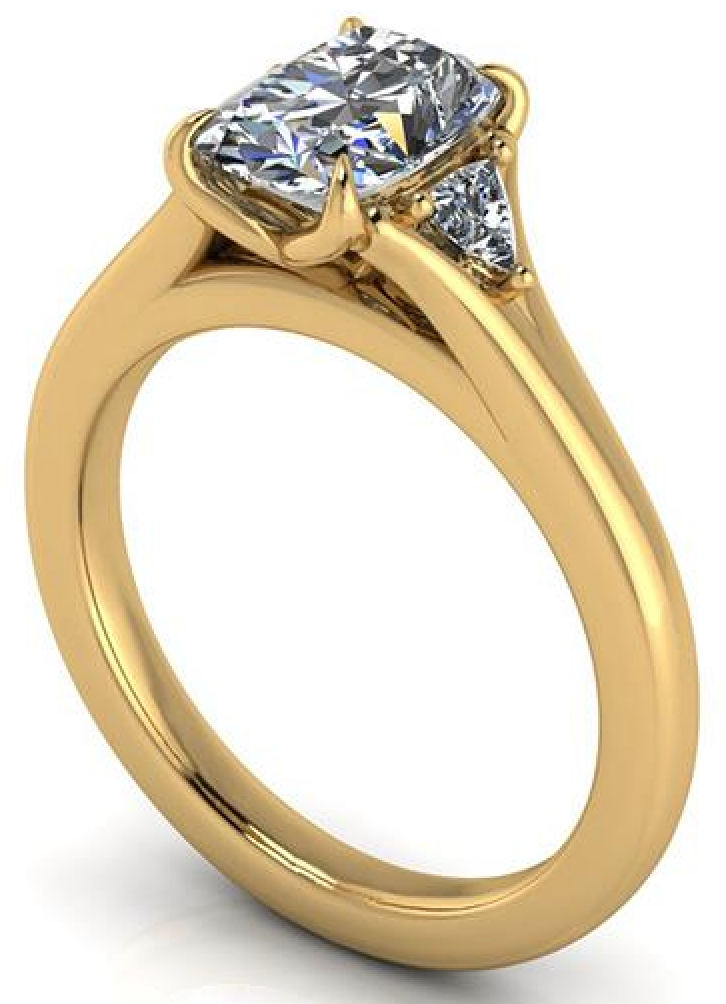 Elegant lab-grown diamond engagement ring with cushion-cut center stone and gold band