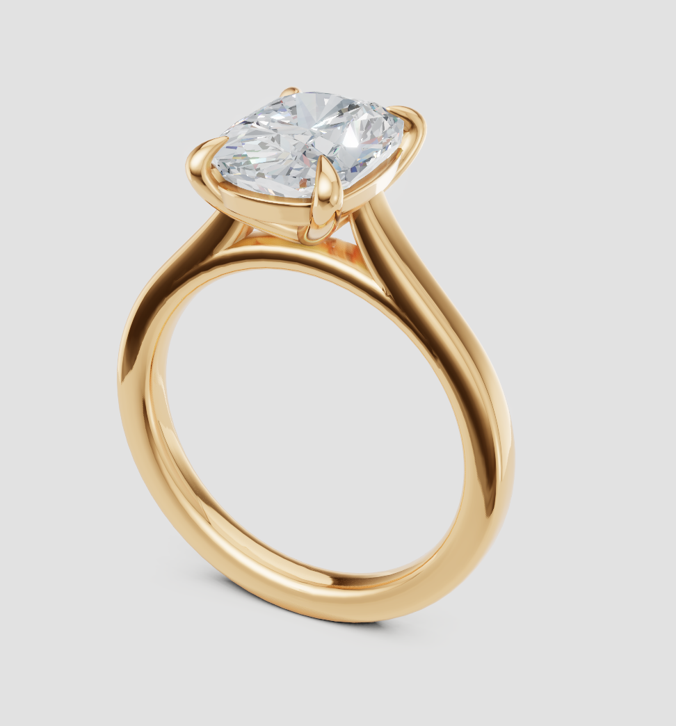 Elegant gold engagement ring with lab-grown diamond, ethical and sustainable design