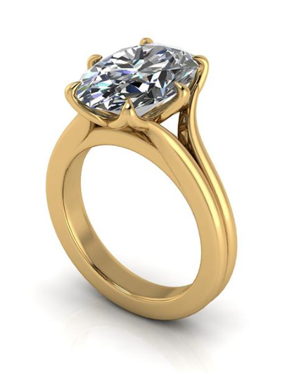 Elegant oval lab-grown diamond engagement ring in yellow gold, ethical and sustainable design