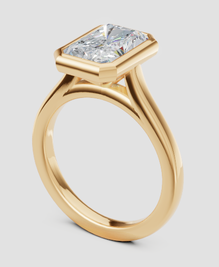 Elegant lab-grown diamond engagement ring in gold, showcasing ethical and sustainable design.