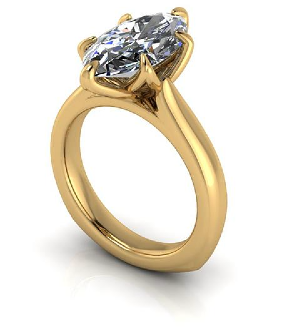 Elegant gold engagement ring with a sparkling lab-grown diamond center stone