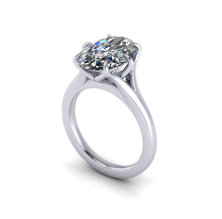 Lab-grown diamond engagement ring with four-prong setting, ethical and eco-friendly design