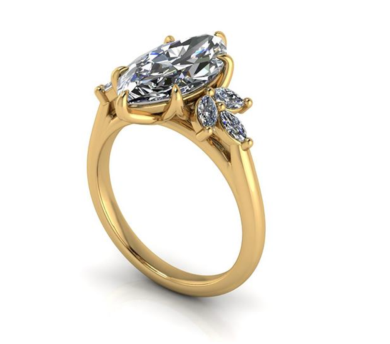Elegant lab-grown diamond engagement ring with gold band and side accents