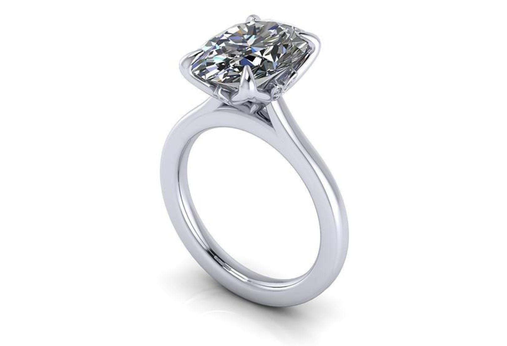 Elegant lab-grown diamond engagement ring with cushion cut and sleek band design