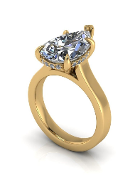 Lab-grown diamond engagement ring in yellow gold with halo setting, ethical and sustainable design