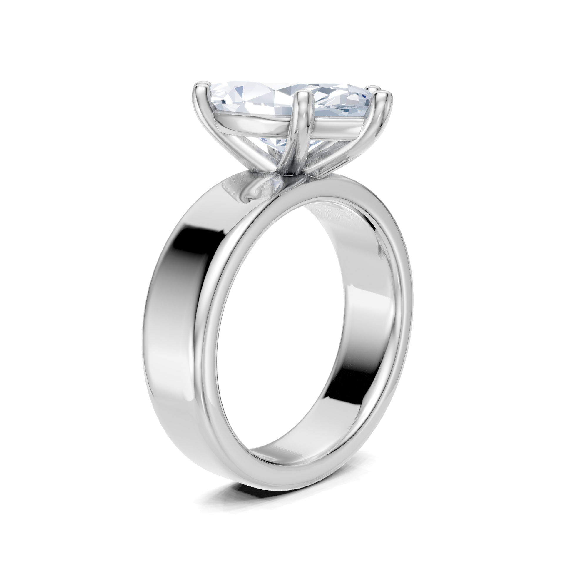 Lab-grown diamond engagement ring with oval stone and four-prong setting, eco-friendly and conflict-free