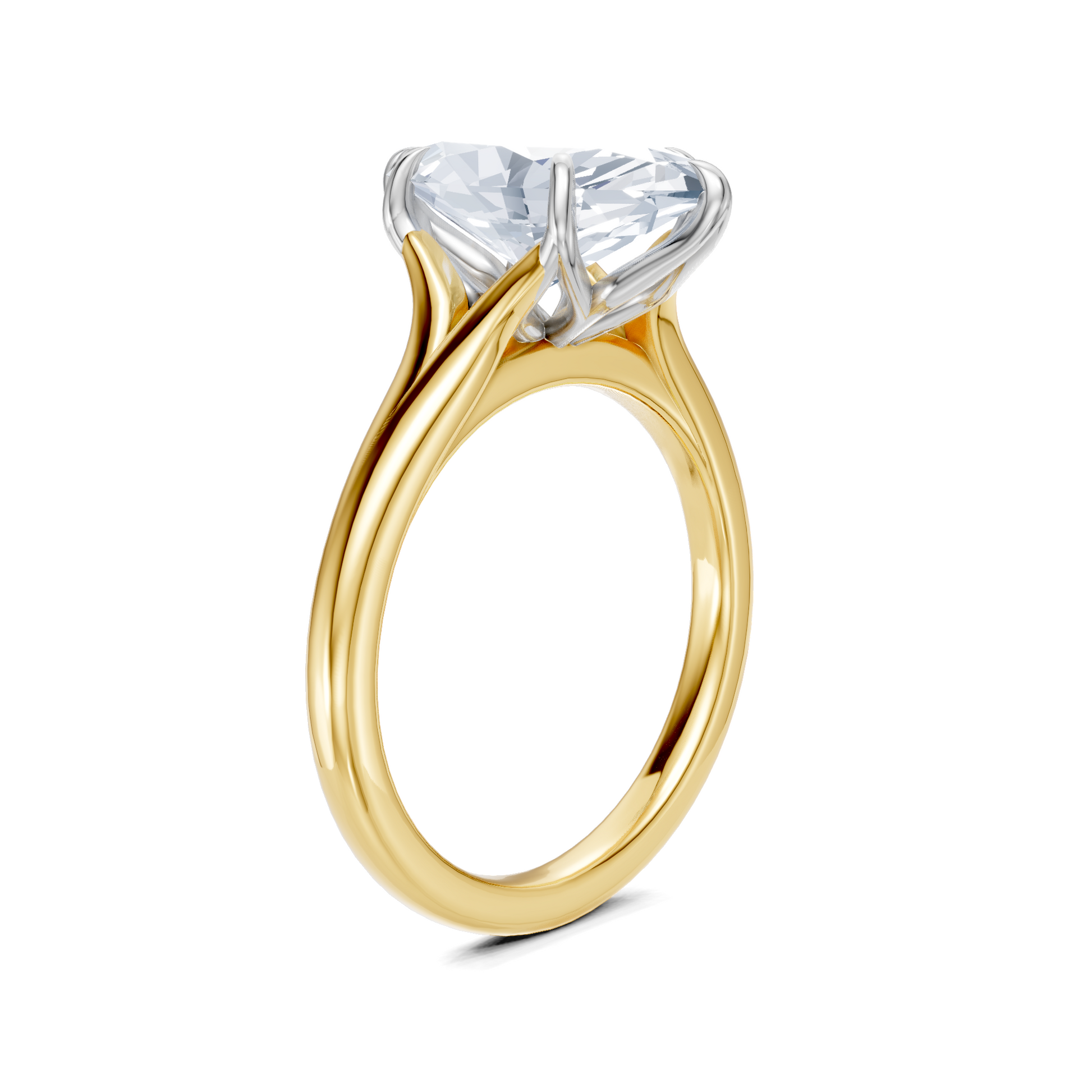 Petale Solitaire Engagement Ring | 14k Two Tone