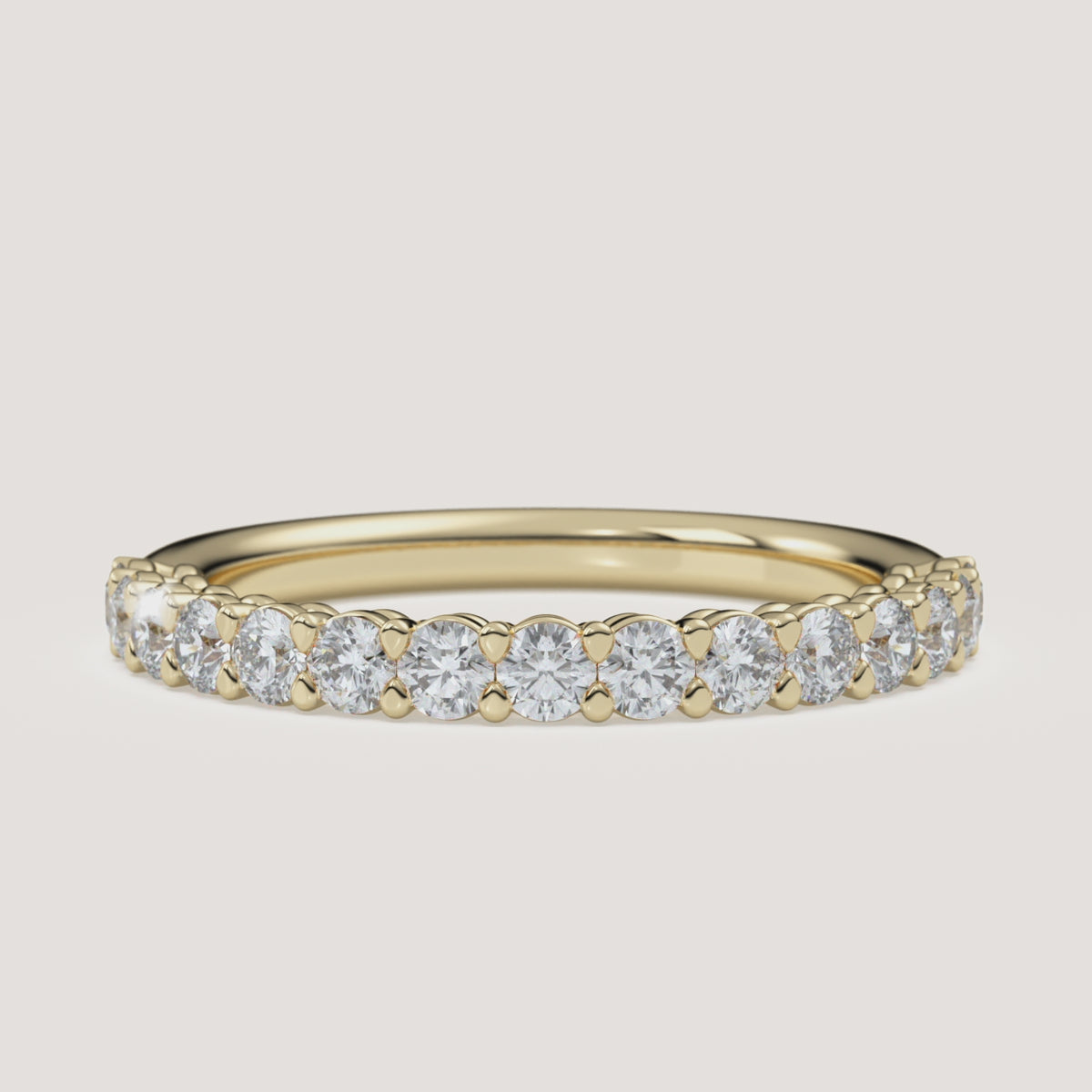 Pavé Diamond Half Eternity Band — 0.50 CTW in 14k Yellow Gold (360° video)