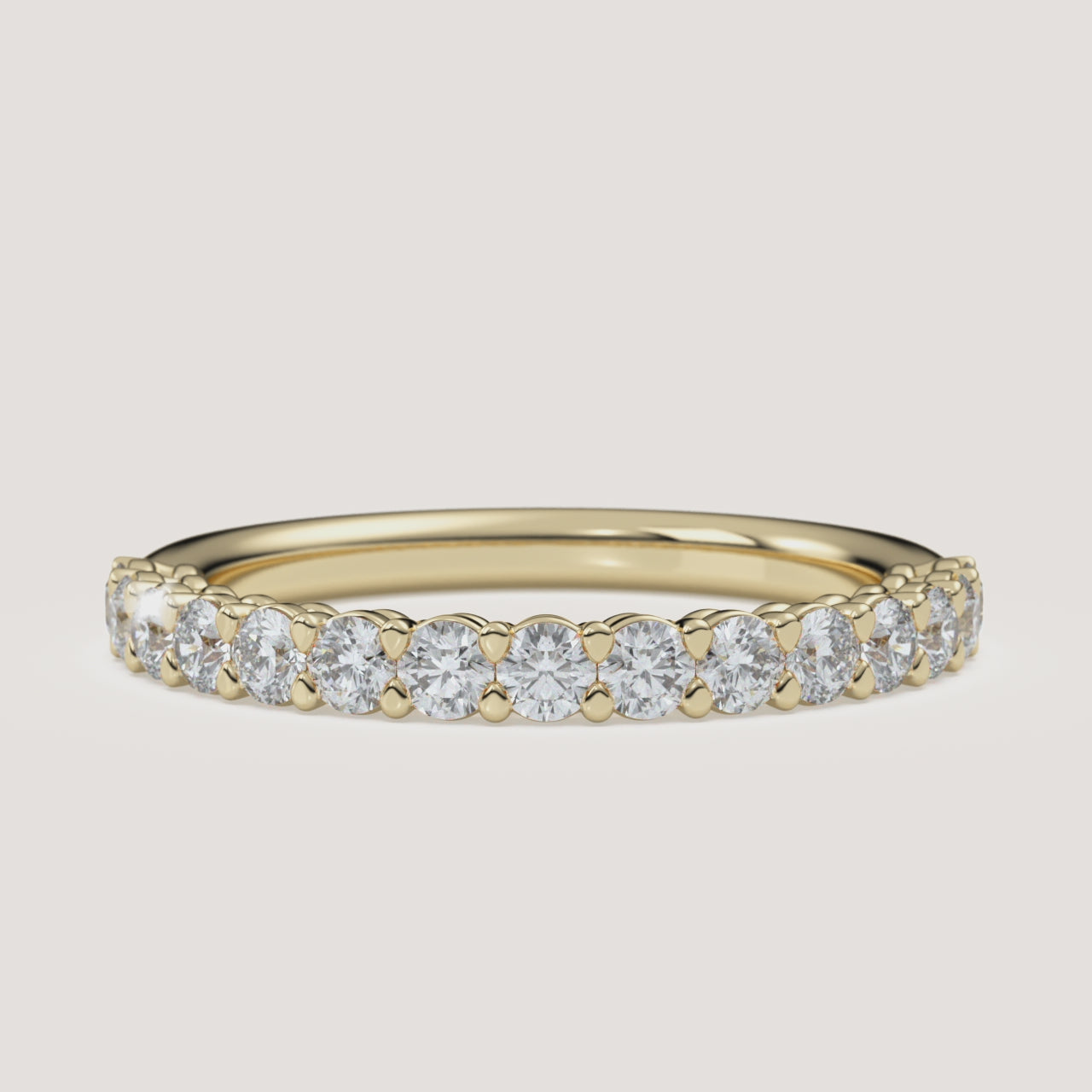 Pavé Diamond Half Eternity Band — 0.50 CTW in 14k Yellow Gold (360° video)