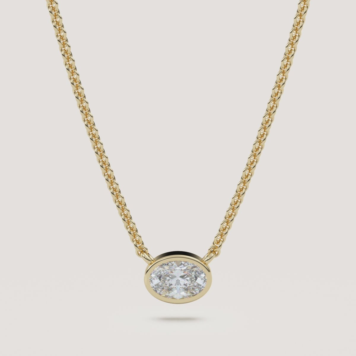 Oval Bezel Diamond Necklace — 0.50 CT in 14k Yellow Gold (360° video)