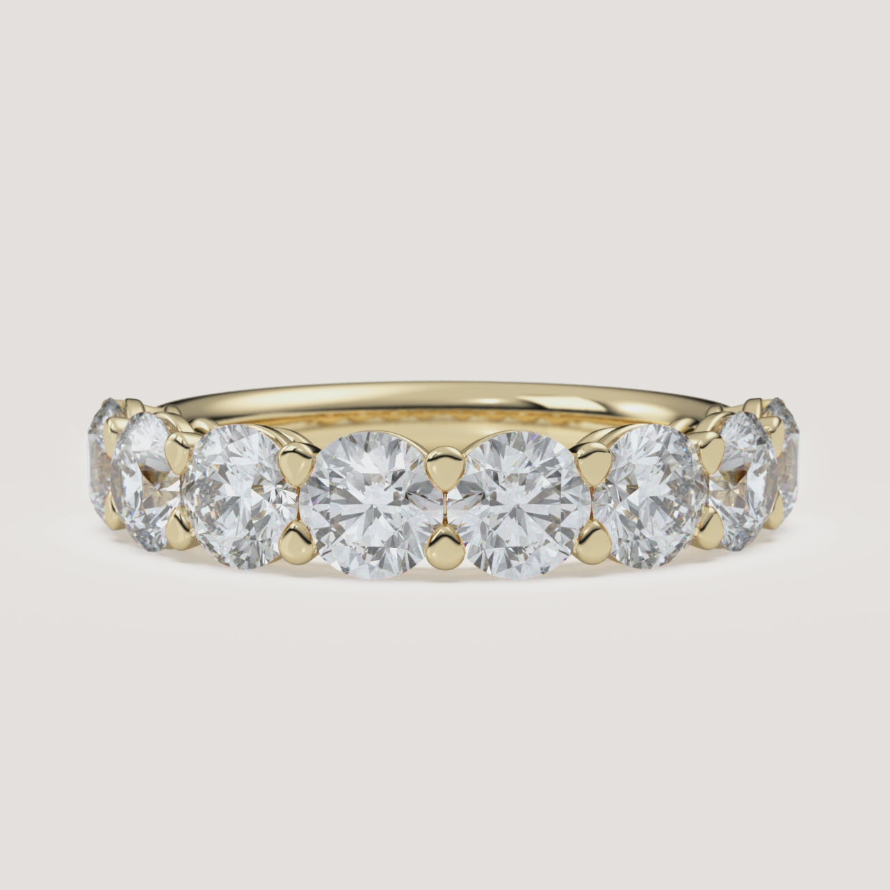 Pavé Diamond Half Eternity Band — 2 CTW in 14k Yellow Gold (360° video)