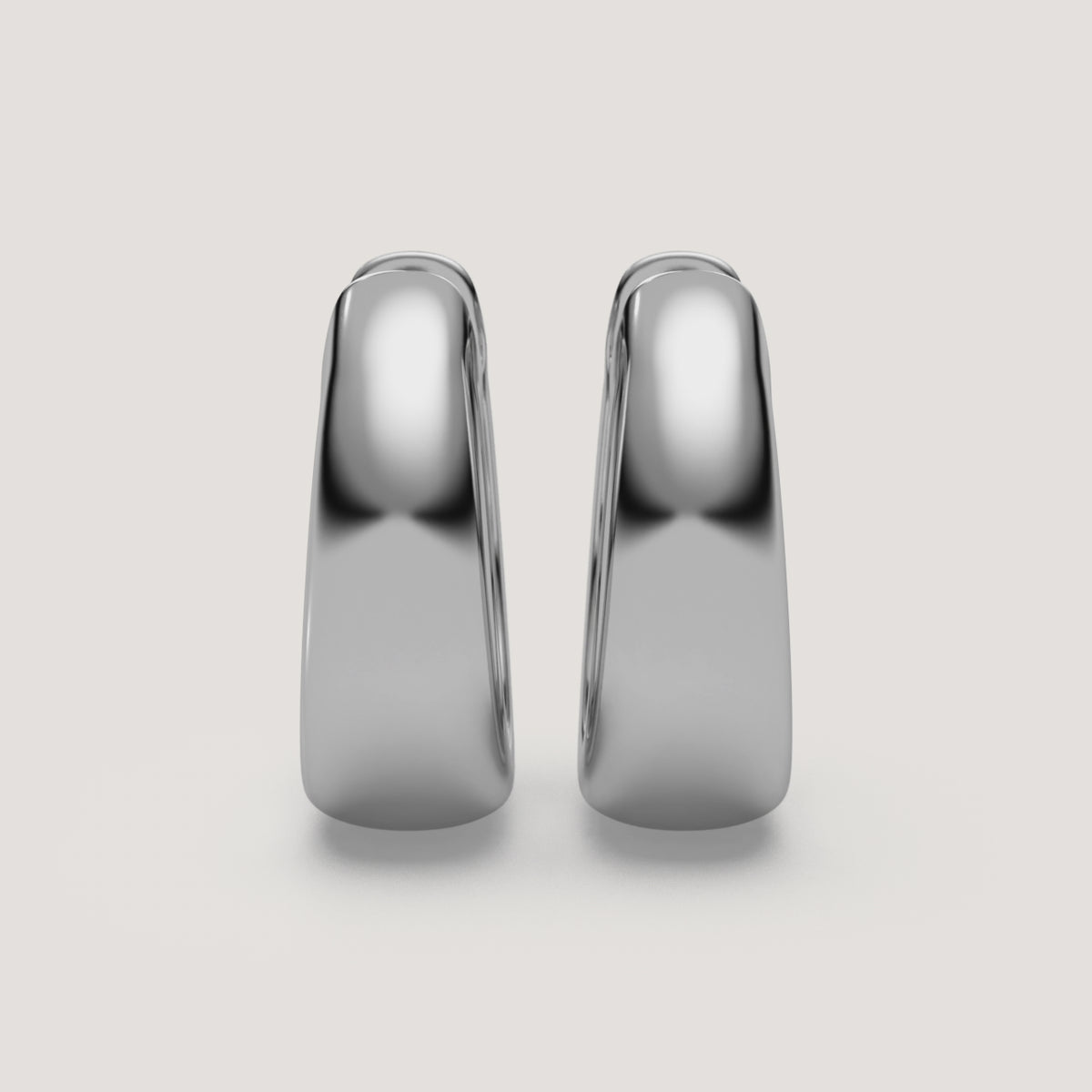 Chunky Gold Huggie Earrings in 14k White Gold (360° video)