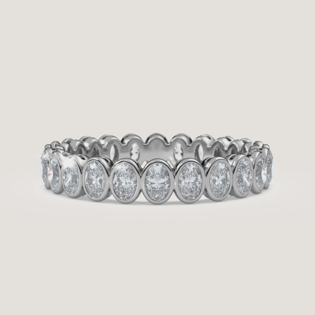 Oval Bezel Eternity Band — 1 CTW in 14k White Gold (360° video)