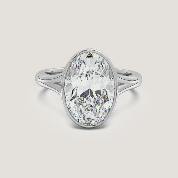Oval Split Cathedral Bezel Ring | Platinum