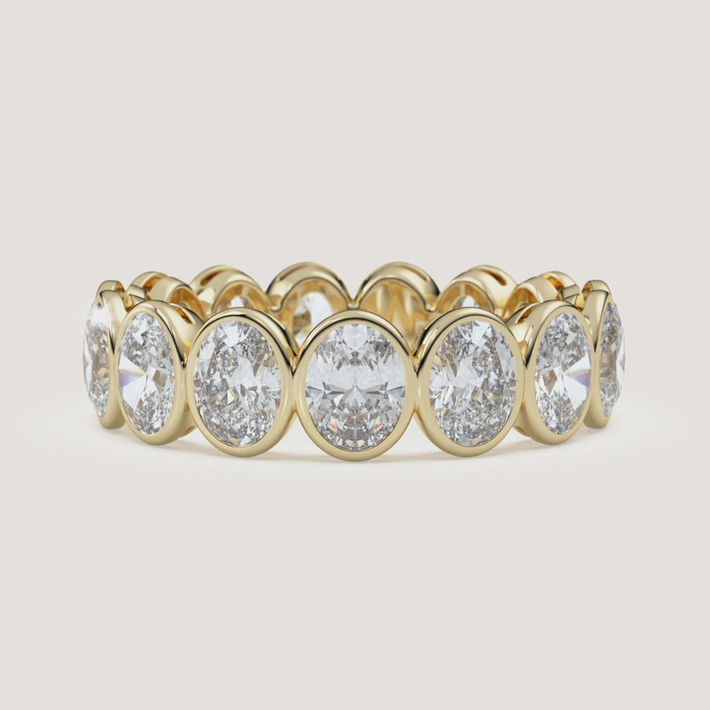 Oval Bezel Eternity Band — 3 CTW in 14k Yellow Gold (360° video)
