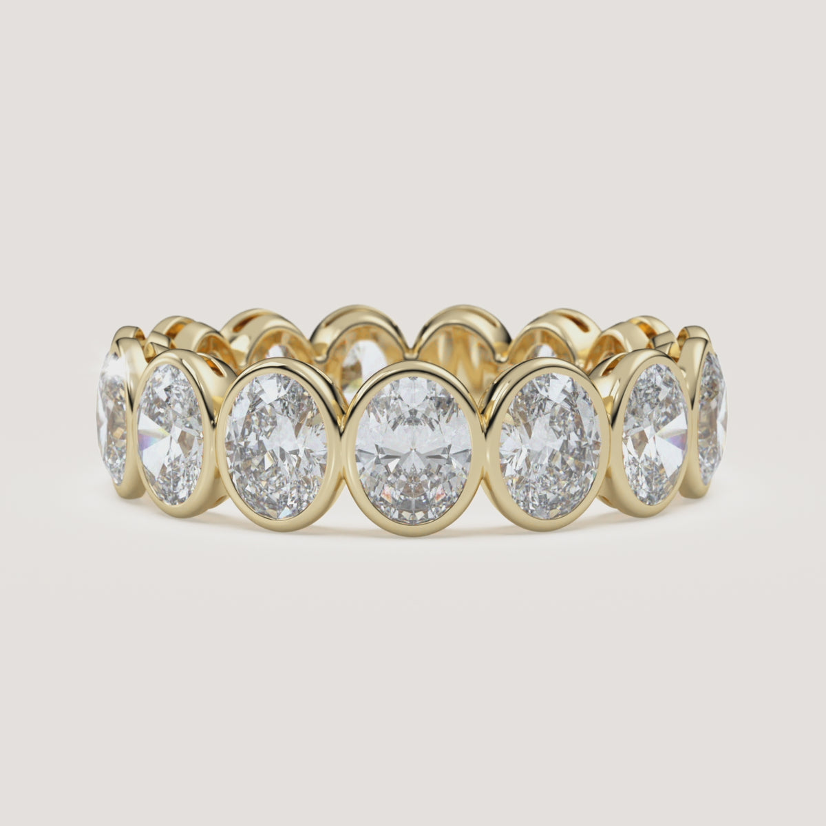 Oval Bezel Eternity Band — 3 CTW in 14k Yellow Gold (360° video)