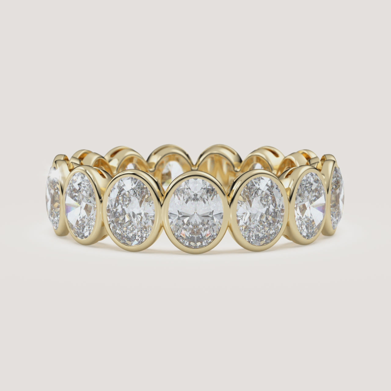 Oval Bezel Eternity Band — 3 CTW in 14k Yellow Gold (360° video)