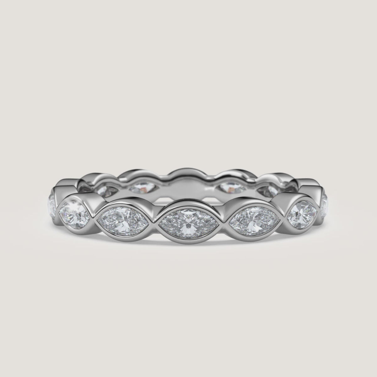 East-West Marquise Bezel Eternity Band in 14k White Gold (360° video)
