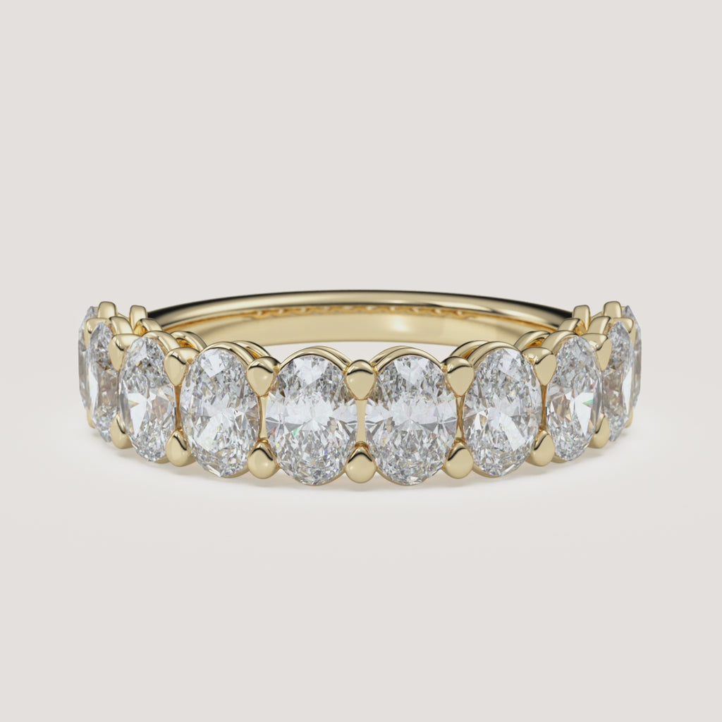 Oval Diamond Half Eternity Band — 2 CTW in 14k Yellow Gold (360° video)