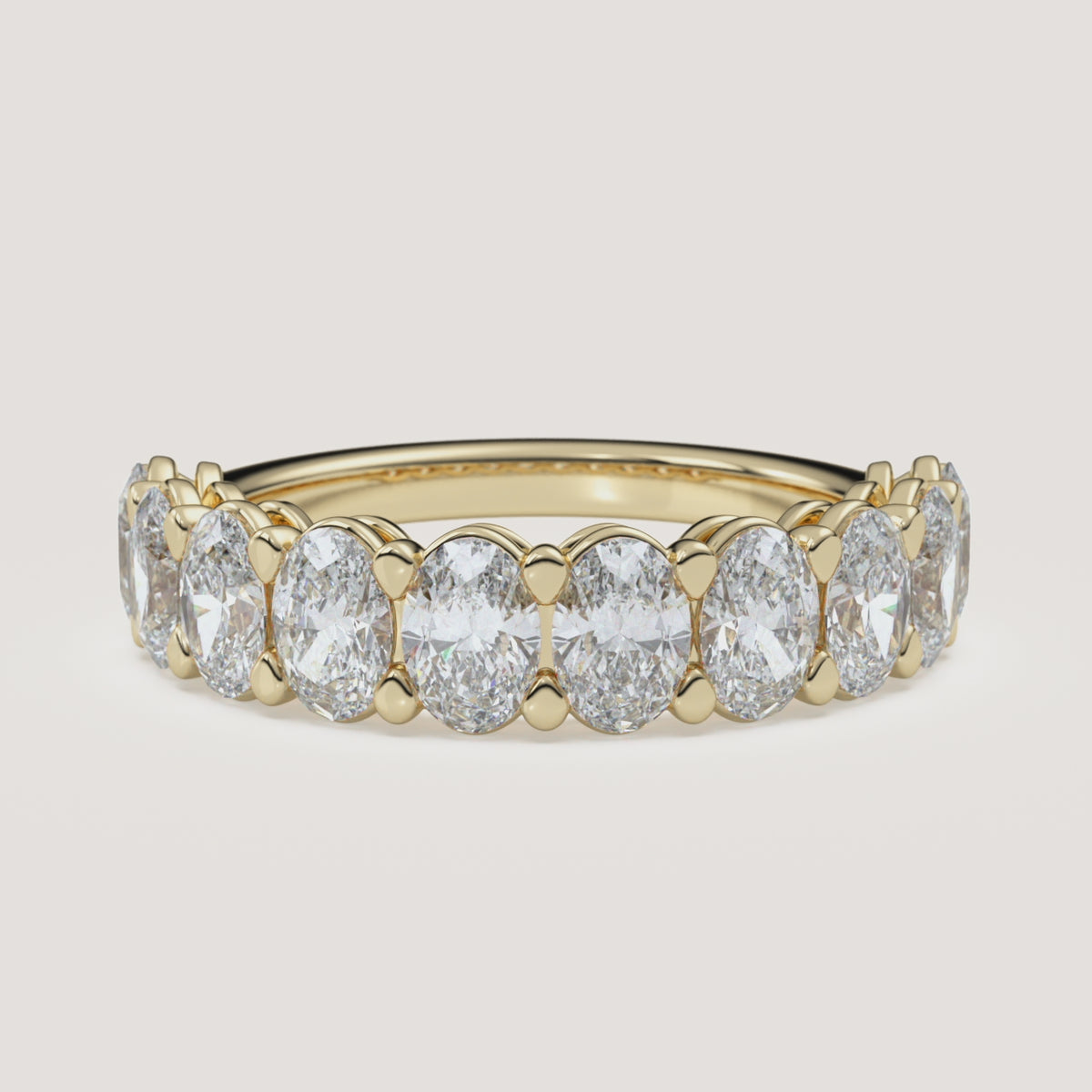 Oval Diamond Half Eternity Band — 2 CTW in 14k Yellow Gold (360° video)
