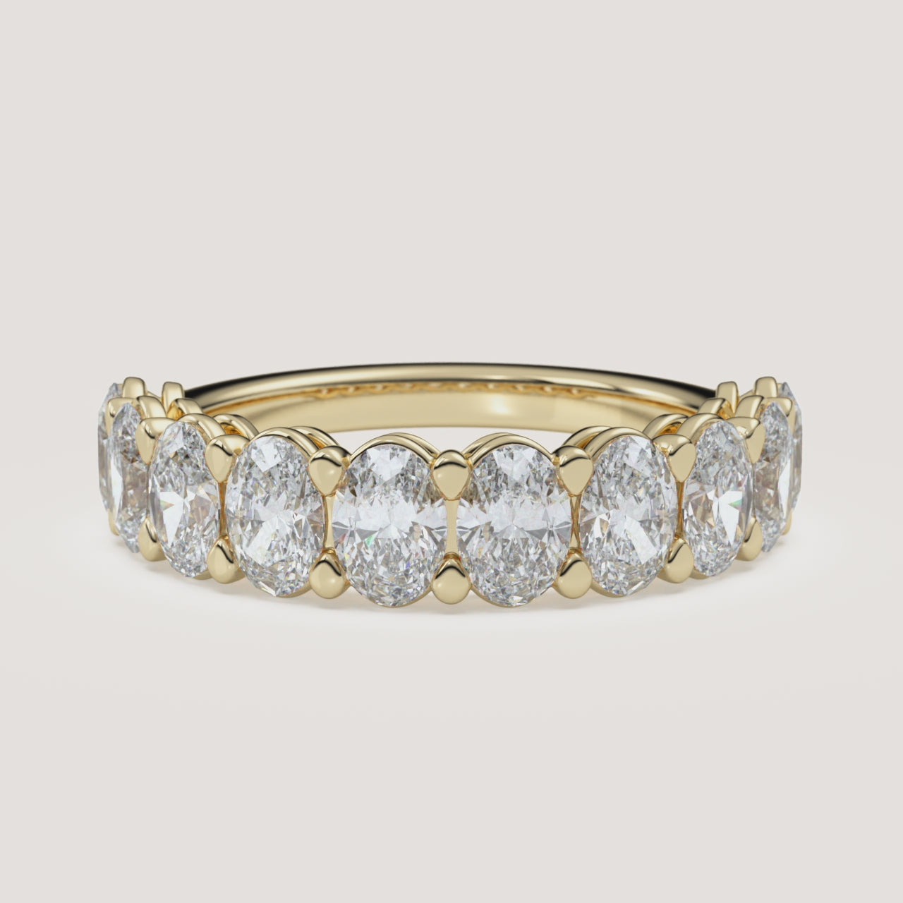 Oval Diamond Half Eternity Band — 2 CTW in 14k Yellow Gold (360° video)