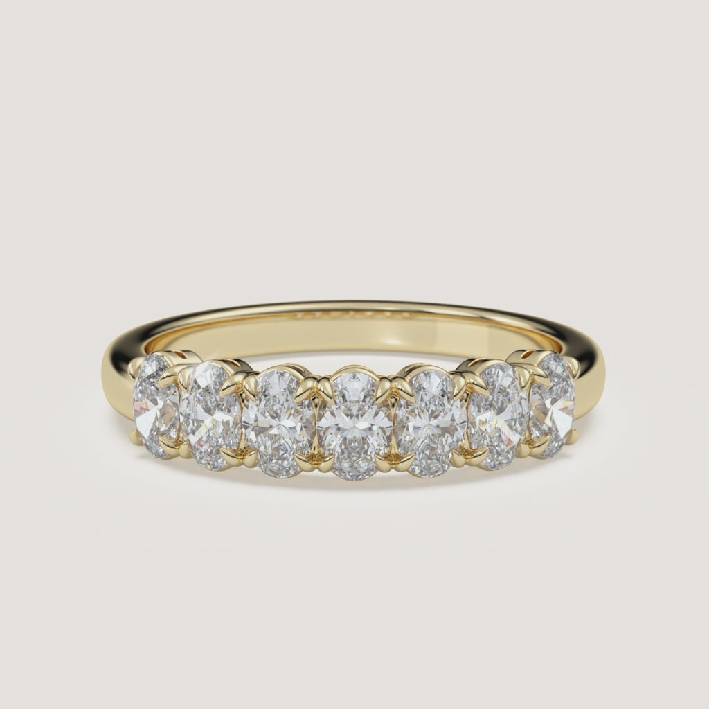 Claw-Prong Oval Half Eternity Band — 1 CTW in 14k Yellow Gold (360° video)