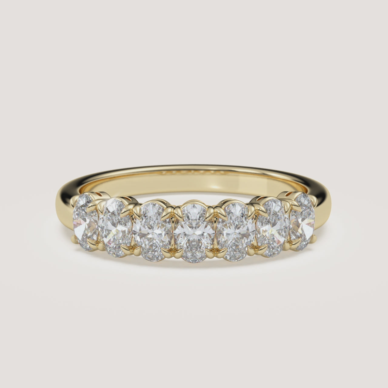 Claw-Prong Oval Half Eternity Band — 1 CTW in 14k Yellow Gold (360° video)